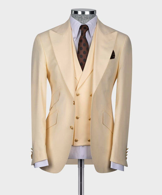 Beige tuxedos Blazer Vest With Pants