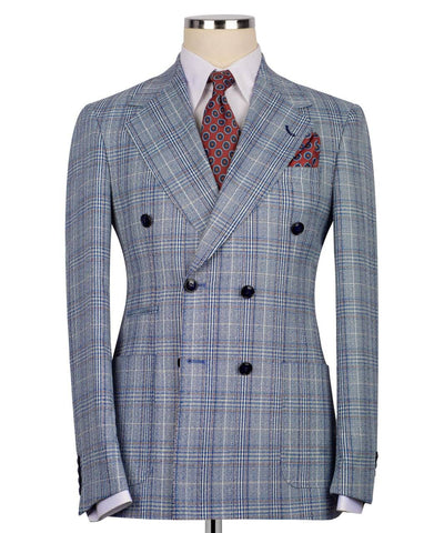 Majesty Boutique Blue checkered double-breasted suit 