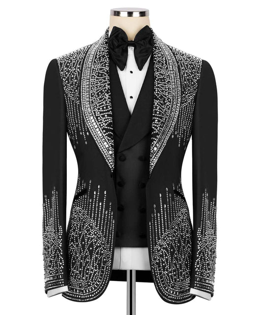 Majesty boutique Black Luxury Stones Beaded Suits
