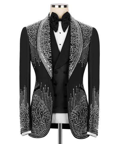 Majesty boutique Black Luxury Stones Beaded Suits