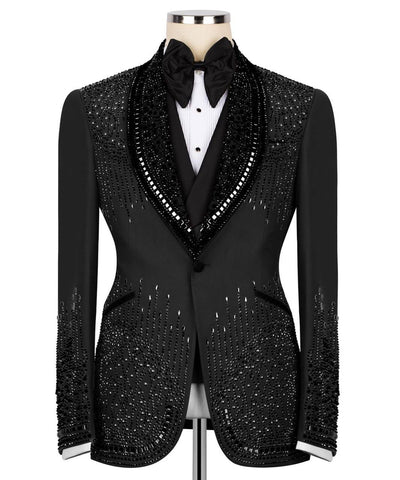 Majesty boutique Black tuxedo with crystal embellishments  suit  
