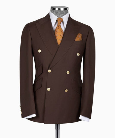 Double Breasted deep brown Men suit