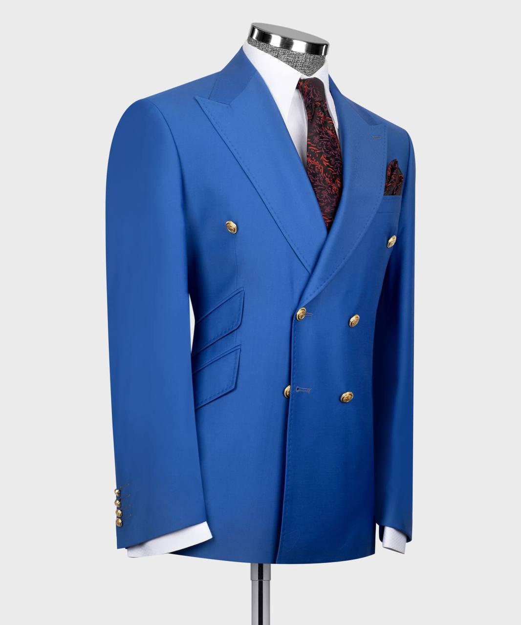 Double Breasted blue Men suit