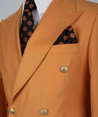 Double Breasted orange Men suit