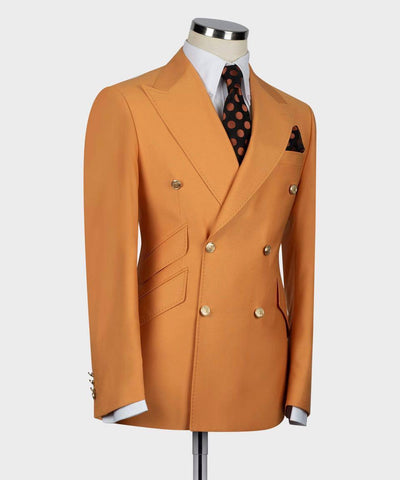 Double Breasted orange Men suit