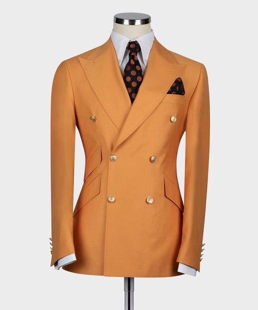 Double Breasted orange Men suit