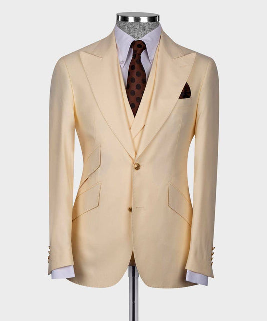 Beige tuxedos Blazer Vest With Pants