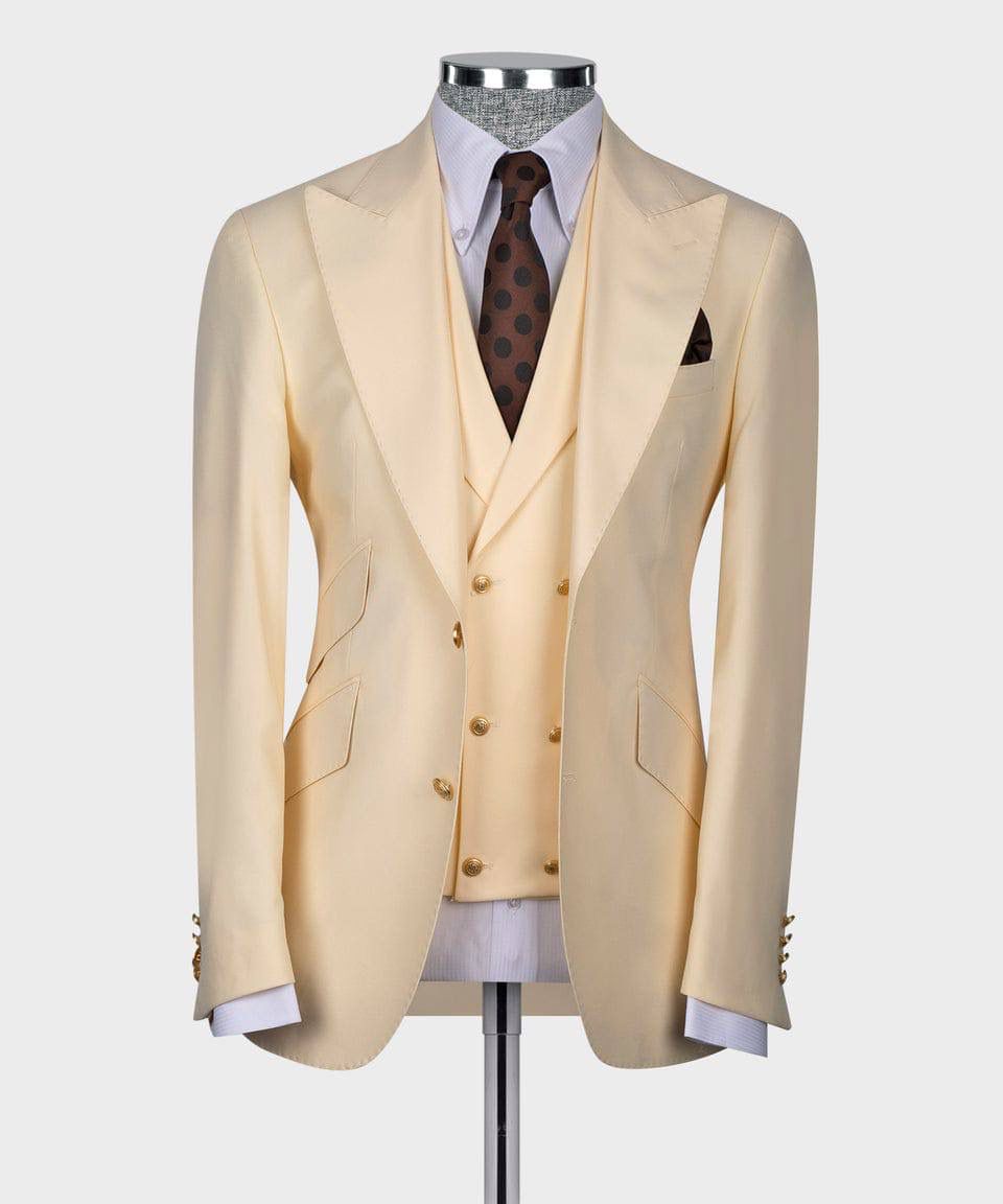 Beige tuxedos Blazer Vest With Pants