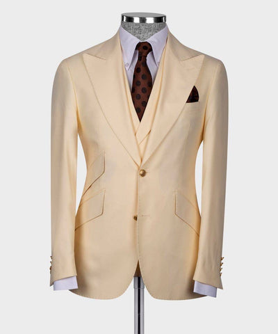 Beige tuxedos Blazer Vest With Pants