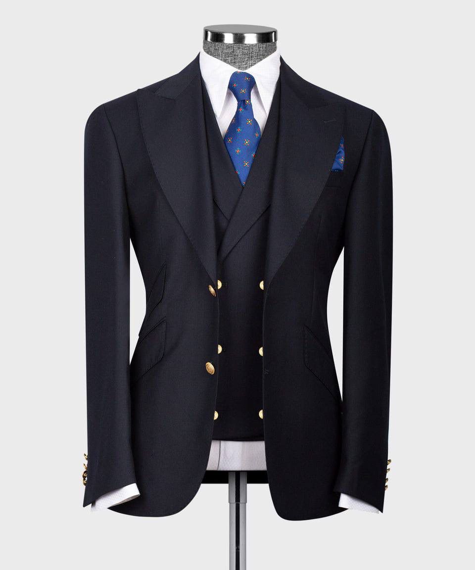 Blue-black tuxedos Blazer Vest With Pants