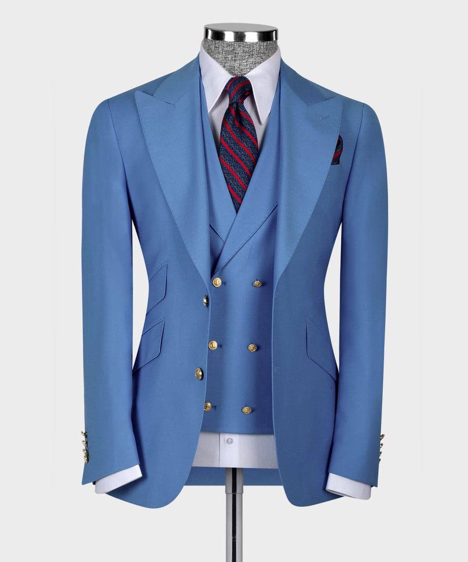 Blue tuxedos Blazer Vest With Pants