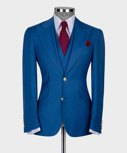 Deep blue tuxedos Blazer Vest With Pants