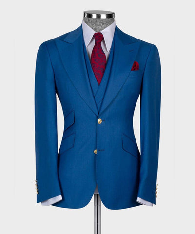 Deep blue tuxedos Blazer Vest With Pants