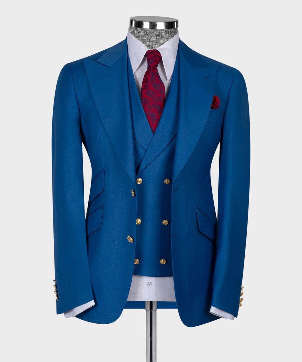 Deep blue tuxedos Blazer Vest With Pants