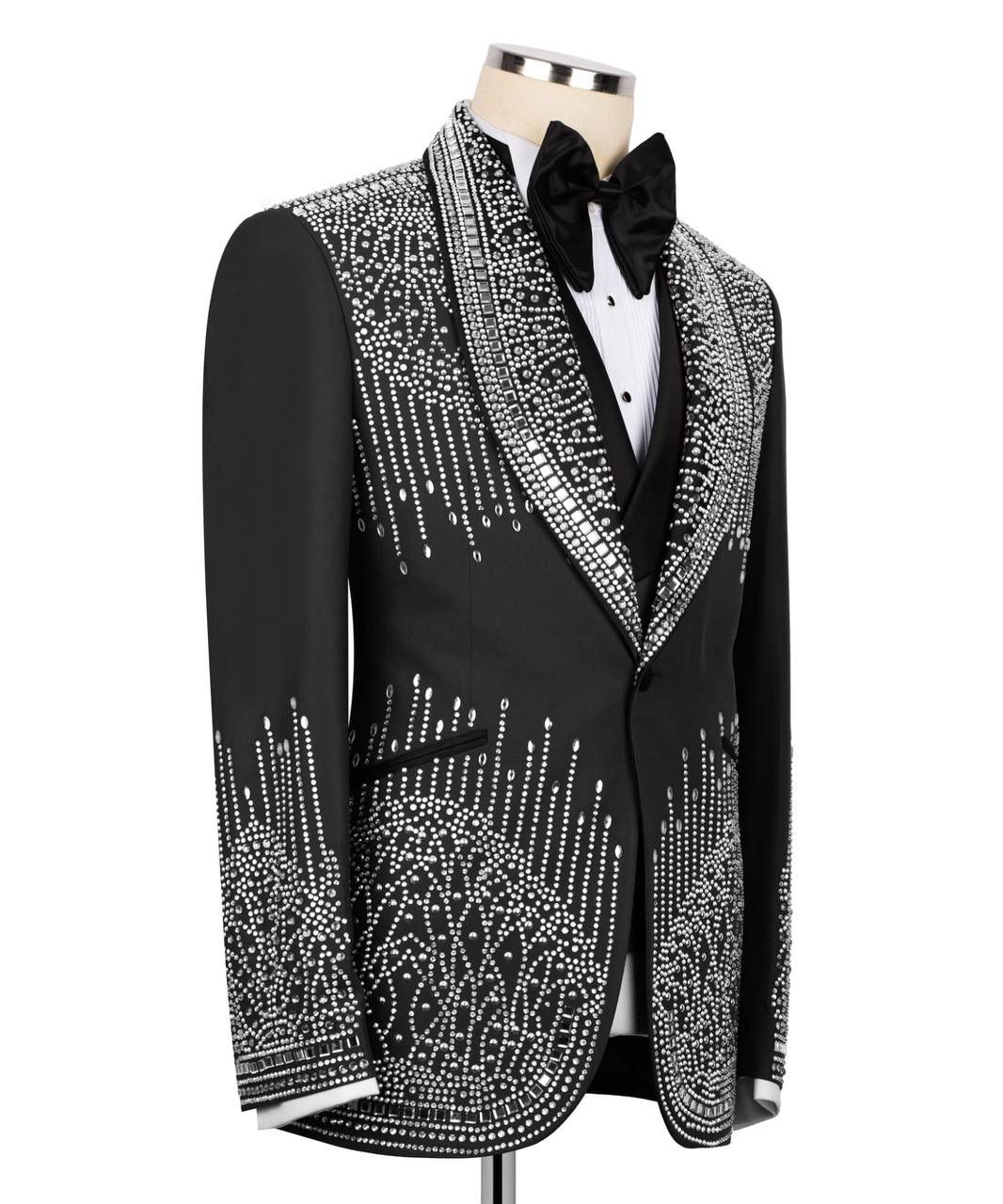 Black Luxury Stones Beaded Suits