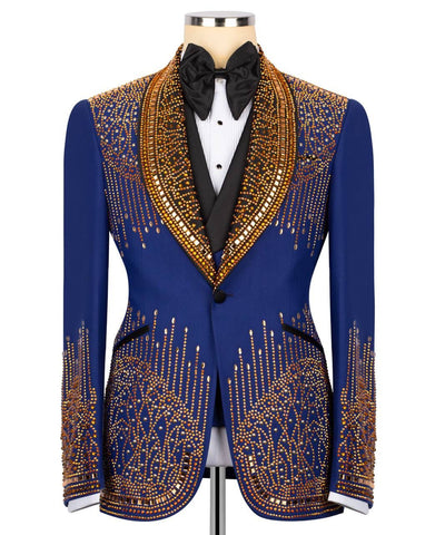 majesty Boutique Blue blazer with gold embellishments 